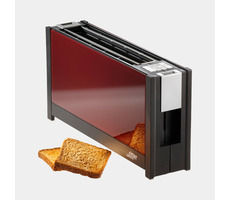 Ritter Volcano 5 červená / hriankovač / 950 W / 2 hrianky / extra široký otvor / ohrev / rozmrazovanie / sklo