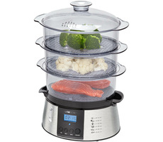 Clatronic DG 3547 nerez / parný hrniec / 700 W / 3 nádoby / viečko / miska na ryžu / časovač