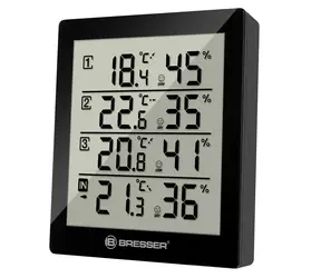 Bresser Temeo Hygro Quadro čierna / Teplomer &amp; vlhkomer / 4 senzory
