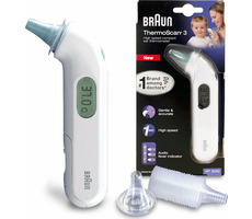 Braun IRT 3030 ThermoScan 3 / digitálny infračervený teplomer / meranie v uchu / 34 - 42.2 ° C / 2xAA / biela