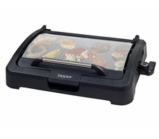 BEPER 90.871 čierna / Elektrický stolný gril s vekom / 2200W / Grilovacia plocha 39 x 29 cm / nepriľnavý povrch