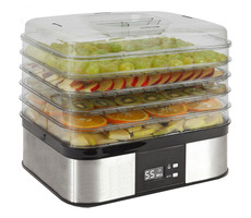 Guzzanti GZ 508 strieborná-čierna / Sušička potravín / 350 W / teplota 40 - 70 ° C / 5 poschodí / LED displej / časovač