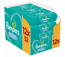 Pampers Fresh Clean Baby Wipes vlhčené obrúsky 624 ks (12x 52 ks)