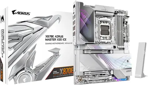 GIGABYTE X870E AORUS MASTER X3D ICE / Základná doska / AMD X870E / AM5 / DDR5 / Wi-Fi 7 / 5x M.2 / 10G LAN / ATX