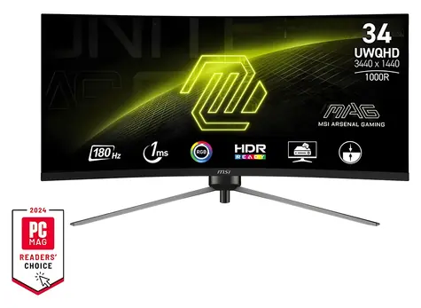 34" MSI MAG 345CQR čierna / Monitor / VA / UWQHD / 21:9 / 180 Hz / 1 ms / 3000:1 / 300 cd/m2 / HDMI + DP / VESA