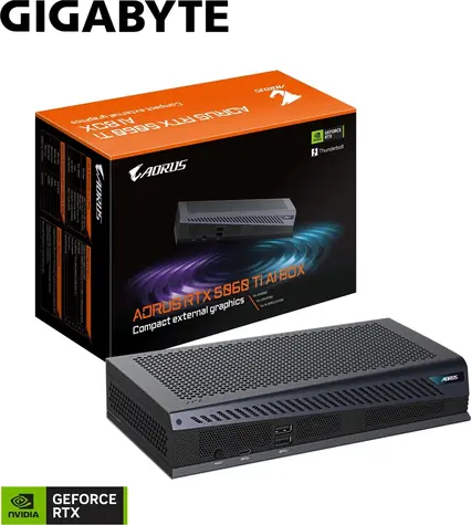 GIGABYTE AORUS RTX 5060 Ti AI BOX / Externý GPU / 2572 MHz / 16 GB GDDR7 / Thunderbolt 5 / 1x HDMI + 3x DP