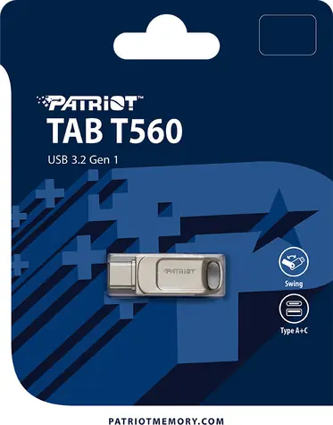Patriot TAB T560 strieborná / Flash disk / 32GB / USB 3.2 / USB-A + USB-C / 120 MB/s