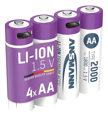 Ansmann 1312-0036 / Akumulátor / Li- ION / AA / 1,5 V / 2 000 mAh / USB-C / 4 ks