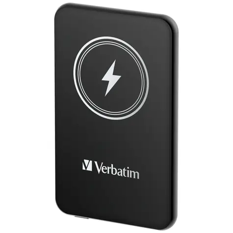 Verbatim Charge 'n' Go čierna / Magnetická bezdrôtová powerbanka / 5000 mAh / USB-C / MagSafe / 15-20 W