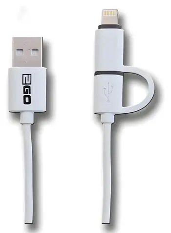 2GO 2v1 biela / Dátový a nabíjací kábel / USB-A na Micro-USB + Lightning / 1 m