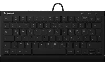 Keysonic KSK-5011ELC čierna / Mini klávesnica / DE QWERTZ / USB / biele podsvietenie / zdvih 1,5 mm