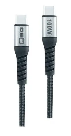 2GO USB-C - USB-C 2 m čierna / Dátový kábel / USB 2.0 / 100W