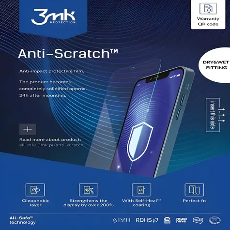 3mk All-Safe AIO Anti-Scratch / Ochranná fólia / Dry & Wet Fitting / pre mobilné telefóny / 5 ks