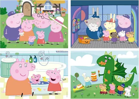 Educa Puzzle Prasiatko Peppa 4v1 / (20 & 40 & 60 & 80 dielikov) / od 3 rokov