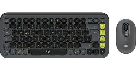 Logitech POP Icon Combo grafitová zelená / Bezdrôtová sada klávesnice a myši