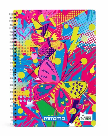 Mitama Fantasy Colours motýľ / Zošit špirálový / A4+ / linajkový / 60 listov