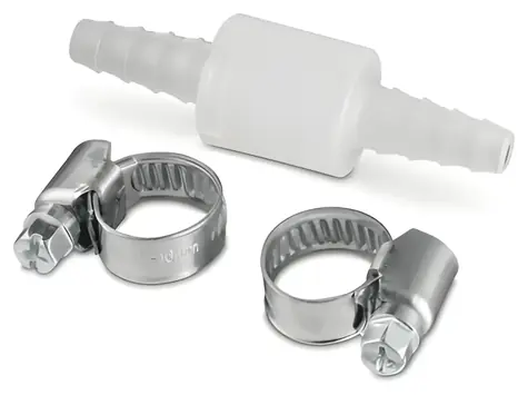 Xavax spätný ventil / Príslušenstvo pre práčky / pre odtokové hadice do O 10 mm / 2 hadicové spony 10-16 mm