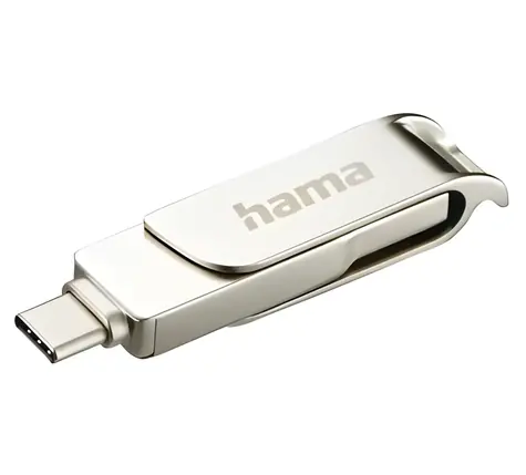 HAMA C-Rotate Pre 64 GB strieborná / Flash disk / USB-C 3.1 / USB-A 3.0 / čítanie: až 70 MB/s