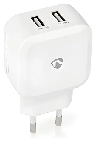 Nedis biela / Sieťová nabíjačka / 24 W / 2x USB-A / 2x 2.4 A