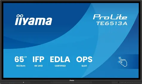 65" iiyama ProLite TE6513A-B2AG čierna / Interaktívny displej / IPS / 3840x2160 / 8ms / 1200:1 / 500cd / Android 14