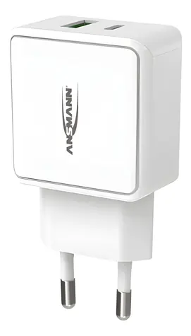 Ansmann Home Charger HC218PD biela / Nabíjací adaptér / 1x USB-C / 1x USB-A / 18W / PD / QC