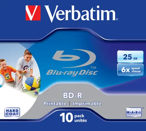 Verbatim 10ks Blu-Ray BD- R / Optický disk / 25GB / 6x / Printable / Jewel