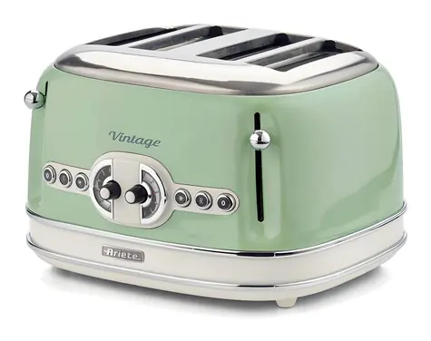 Ariete 156 Vintage svetlo zelená / Hriankovač / 4 plátky / 1600 W / 6 stupňov opečenia