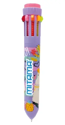 MITAMA Good Vibes fialová / Guľôčkové pero / 10 farieb / 0,7 mm / stláčacie