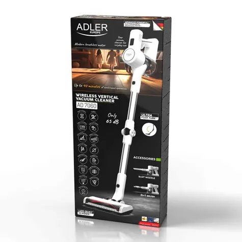Adler AD 7060 biela / Tyčový vysávač / 350 W / 16000 Pa / 65 dB / bezvreckový