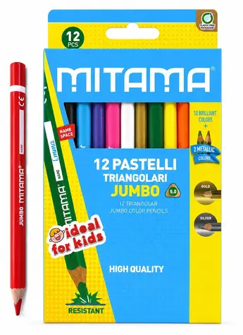 Mitama JUMBO / Pastelky / trojhranné / 5 mm tuha / 12 ks