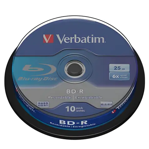 Verbatim BD- R 25 GB Single Layer / Blu-ray disk / 6x / 10 ks / vreteno