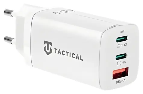 Tactical FlashBang 2.0 GaN 65W biela / Nabíjačka do siete / 2x USB-C / USB-A / 3A
