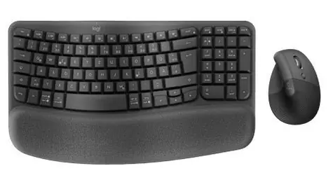 Logitech Wave Keys + Lift Combo grafitová / Bezdrôtová sada klávesnice a myši / Ergonomická / US layout