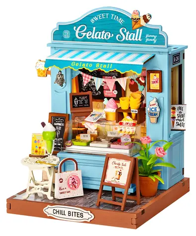 Robotime Miniatúra domčeka Zmrzlinový stánok / 3D drevená skladačka / 132 dielikov / vek 14+