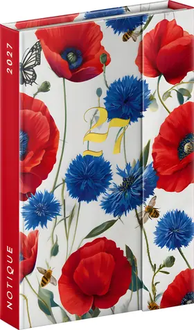 NOTIQUE Poppies 2027 / Týždenný diár v angličtine / 11 × 16 cm / International holidays