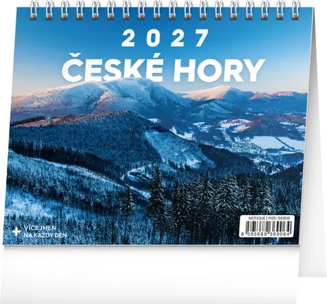 NOTIQUE Stolný kalendár České hory 2027 / 16,5 x 13 cm