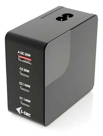 i-TEC Multiport Charger 140W / Nabíjačka / 3× USB-C + 1× USB-A / Power Delivery 3.1 / Displej