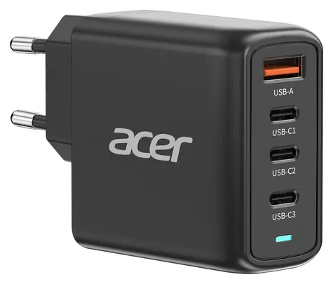 Acer GaN 100W PD čierna / Nabíjací adaptér / 3x USB-C / 1x USB-A