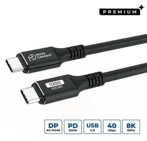 MicroConnect USB-C na USB-C 0,25 m čierna / Kábel