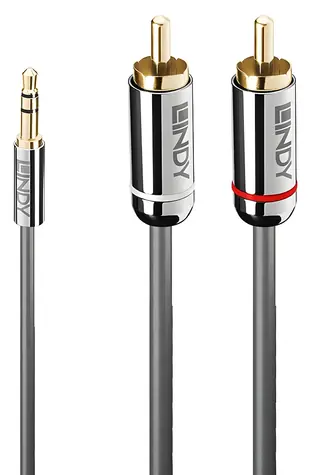 Lindy Cromo / Audio kábel / 3,5 mm jack - 2x RCA / 0,5 m / Antracit