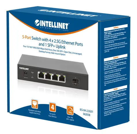 Intellinet Switch 4X 2,5G + 10G SFP+ / 5- Port / Unmanaged / 2500 Mbps