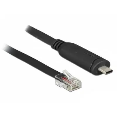 DeLock USB 2.0 Type-C (M) - RS-232 RJ45 (M) 2 m čierna / Adaptér