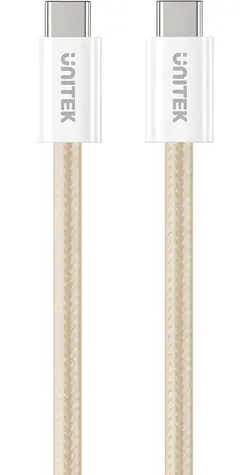 Unitek C14141ACL01-1M béžová / Kábel / USB-C(M) - USB-C(M) / PD 100W / magnetické navíjanie / opletený / 1 m