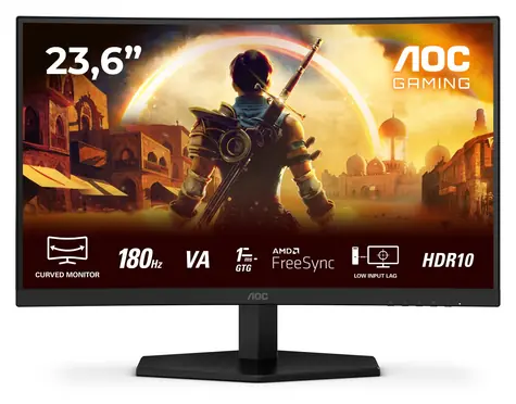 23.6" AOC C24G42E čierna / Monitor / VA / Full HD / 180 Hz / 0,5 ms / 2x HDMI + DP / VESA / repro