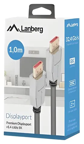 Lanberg DisplayPort 1.4 MM 1 m čierna / Kábel DisplayPort / 8K / 60 Hz