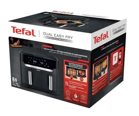 TEFAL Easy Fry Dual XXL EY942HE0 sivá / Teplovzdušná fritéza / 2020 W / 11 l
