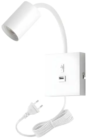 Immax PUNTO biela / Flexibilné nástenné svietidlo / GU10 / 9W / USB / vypínač