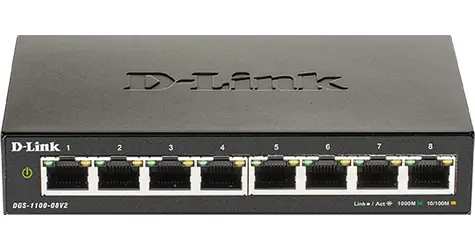 D-Link DGS-1100-08V2 / Switch / 8x Gigabit RJ45 / SMART managed / fanless