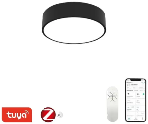 Immax NEO RONDATE SLIM SMART čierna / Stropné svietidlo / 25 cm / 18 W / Zigbee 3.0 & TUYA