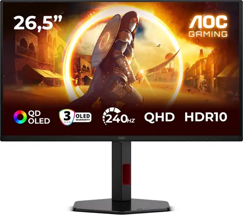 26.5" AOC Gaming Q27G4ZDR čierna / QD-OLED / 2560x1440 / 16:9 / 240Hz / HDR10 / 2x HDMI + DP / VESA